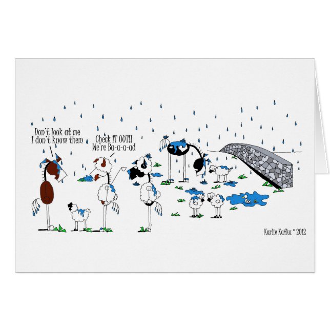 Niedlicher Pferde-u. Schaf-Cartoon (Vorderseite (Horizontal))