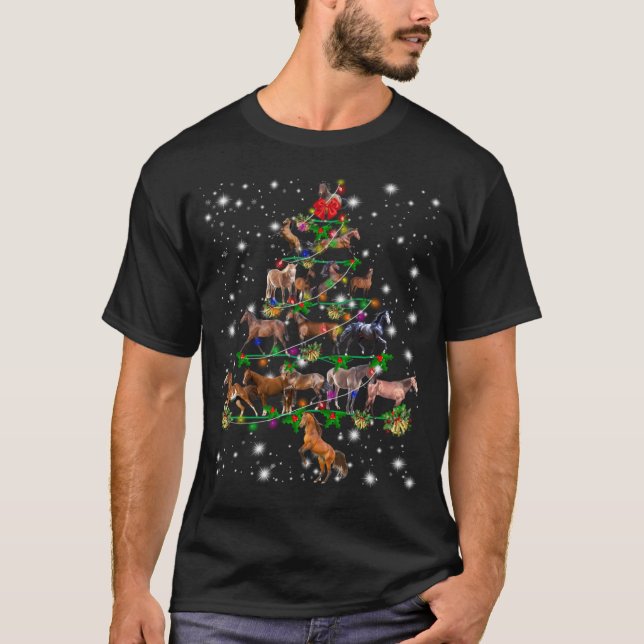 Niedlicher Pferdeweihnachtsbaum Fairy Light T-Shirt (Vorderseite)