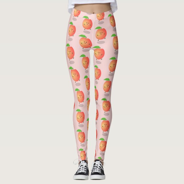 Niedlicher Pfirsichgelber Cartoon Leggings (Vorderseite)