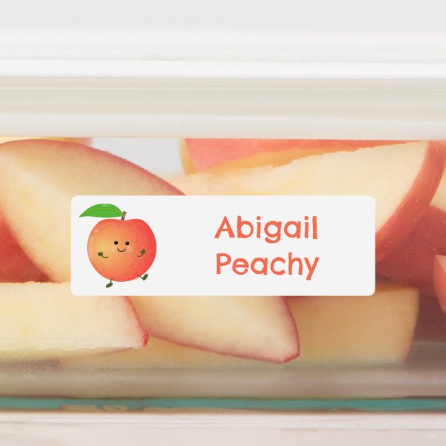 Niedlicher Pfirsichgelber Cartoon personalisiert Etiketten (Befestigt)
