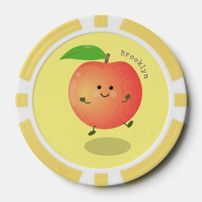 Niedlicher Pfirsichgelber Cartoon Pokerchips (Vorderseite)