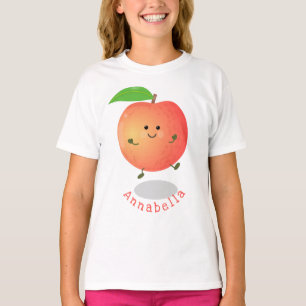 Niedlicher Pfirsichgelber Cartoon T-Shirt