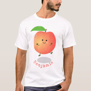 Niedlicher Pfirsichgelber Cartoon T-Shirt
