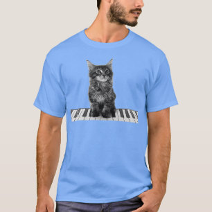 Niedlicher Piano Cat Pianist Keyboard Player T-Shirt