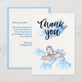 Niedlicher Pilotenpinguin Dankeskarte