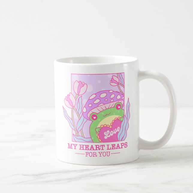 Niedlicher Pilz und Frosch - mein Herz springt für Kaffeetasse (Rechts)