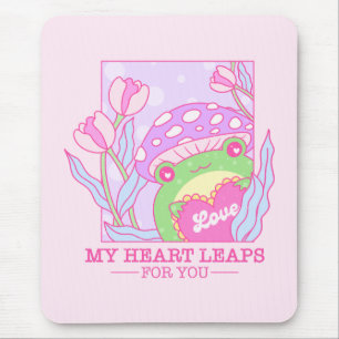Niedlicher Pilz und Frosch - mein Herz springt für Mousepad