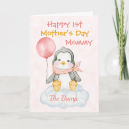 Niedlicher Pinguin 1. Muttertag Rosa Karte