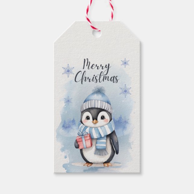 "Niedlicher Pinguin 2" Geschenkanhänger (Vorderseite)