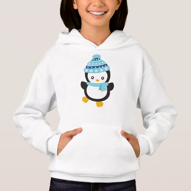 Niedlicher Pinguin, Baby Pinguin, Pinguin mit Karp Hoodie (Vorderseite)