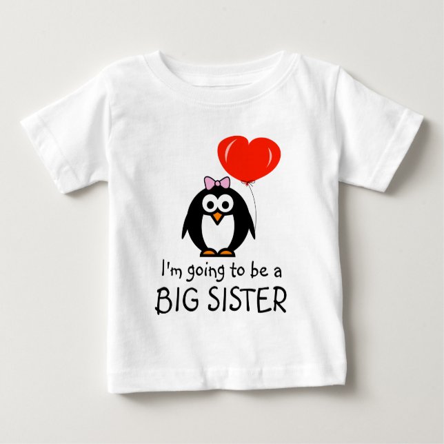 Niedlicher Pinguin Big Sister Babykleid für Geschw Baby T-shirt (Vorderseite)