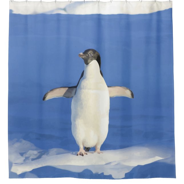 Niedlicher Pinguin Bird Blue Ice Duschvorhang (Vorderseite)