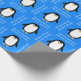 Niedlicher Pinguin Blue Geburtstag Geschenkpapier