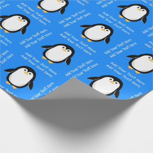Niedlicher Pinguin Blue Geburtstag Geschenkpapier