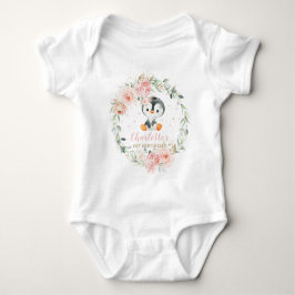 Niedlicher Pinguin Blush Floral 1. Geburtstagsklei Baby Strampler