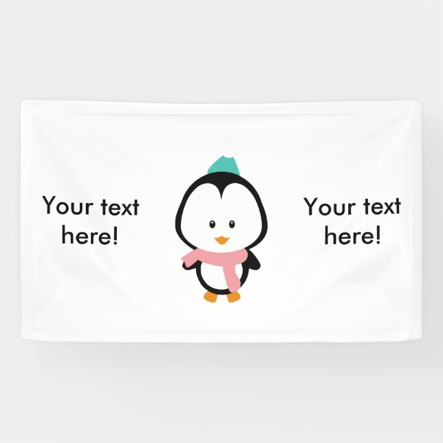 Niedlicher Pinguin-Cartoon Banner (Horizontal)