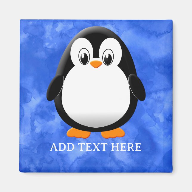 Niedlicher Pinguin Cartoon Custom Blue Watercolor Magnet (Vorne)
