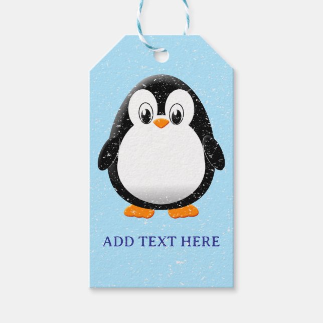 Niedlicher Pinguin-Cartoon Custom Winter Geschenkanhänger (Vorderseite)