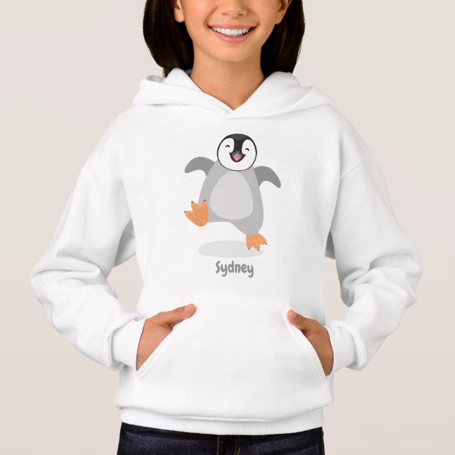 Niedlicher Pinguin-Cartoon Hoodie (Vorderseite)