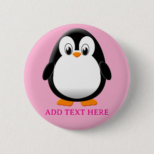 Niedlicher Pinguin-Cartoon in rosa Button