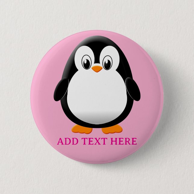 Niedlicher Pinguin-Cartoon in rosa Button (Vorderseite)