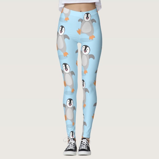 Niedlicher Pinguin-Cartoon Leggings (Vorderseite)