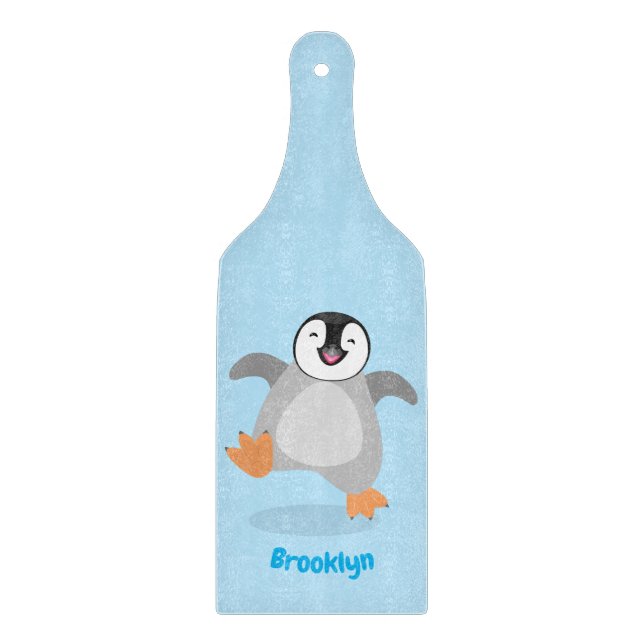 Niedlicher Pinguin-Cartoon Schneidebrett (Vorderseite)