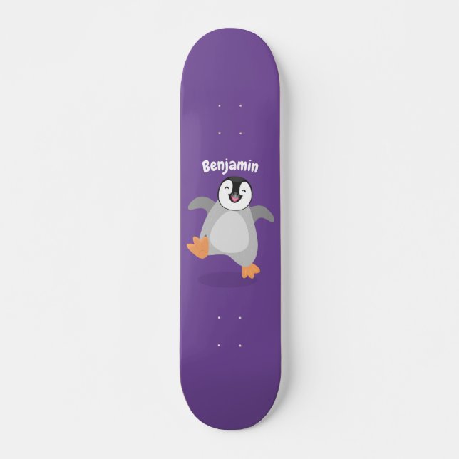 Niedlicher Pinguin-Cartoon Skateboard (Vorne)