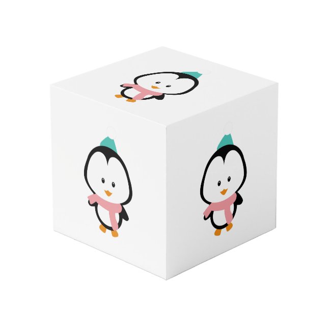 Niedlicher Pinguin-Cartoon Würfel (Vorderseite Schrägansicht)