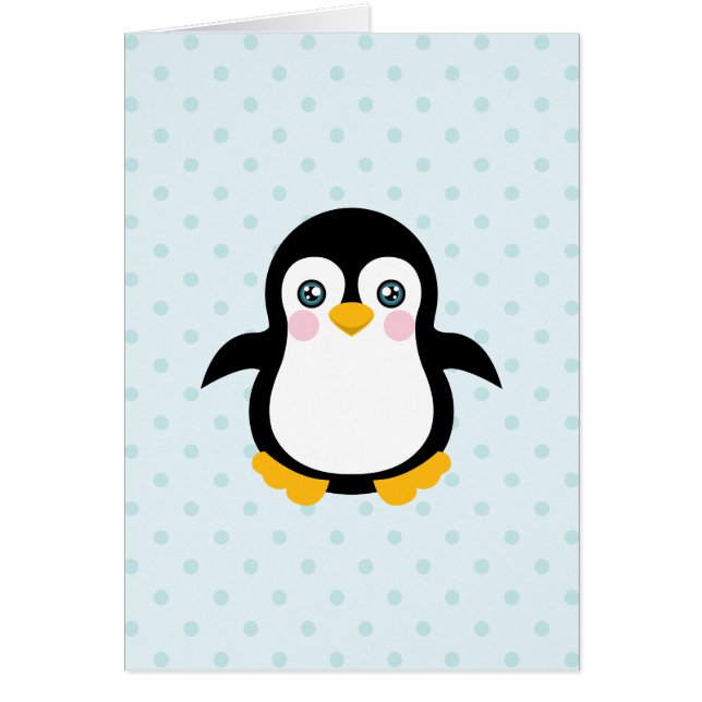 Niedlicher Pinguin Design Blue Polka Dot Hintergru (Vorne)