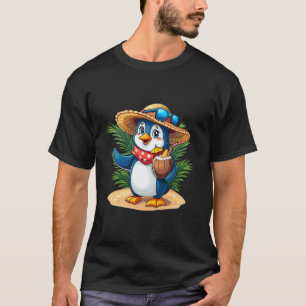 Niedlicher Pinguin Drink Coconut Hawaiian Summer V T-Shirt