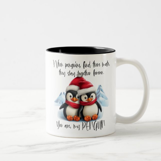 Niedlicher Pinguin / Du bist mein Pinguin Zweifarbige Tasse (Rechts)