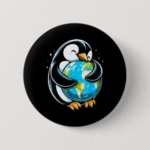 Niedlicher Pinguin Earth Day Funny Animal Earth Da Button