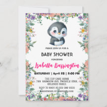Niedlicher Pinguin, farbenfroh, Blume Babydusche