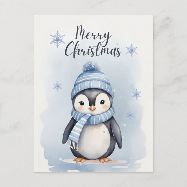"Niedlicher Pinguin" Feiertagspostkarte (Vorderseite)