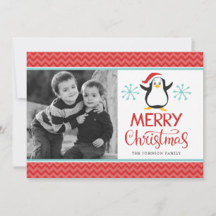 Niedlicher Pinguin Frohe Weihnachts-Weihnachtsfoto Feiertagskarte
