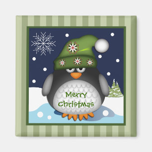 Niedlicher Pinguin & Frohe Weihnachtsschrift Magne Magnet