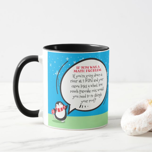 Niedlicher Pinguin Funny New Year Match Problem Zi Tasse (Mit Donut)