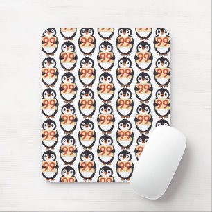 Niedlicher Pinguin hält ein Schild mit der Nummer Mousepad