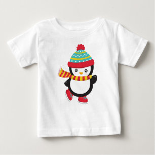 Niedlicher Pinguin, Ice Skaten Penguin, Hut, Scarf Baby T-shirt