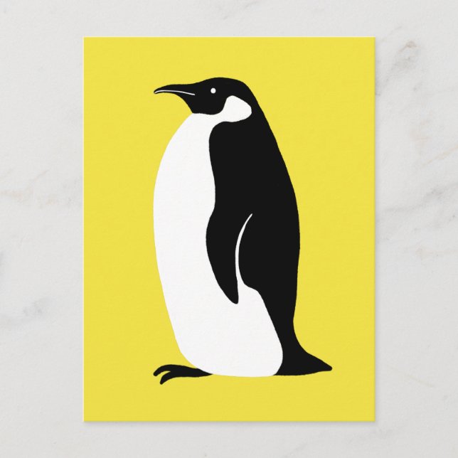 Niedlicher Pinguin Illuminiert Gelb Schwarz-weiß Postkarte (Vorderseite)
