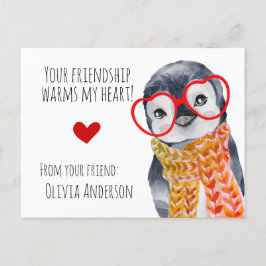Niedlicher Pinguin in Glasses Kids Friends Valenti Postkarte