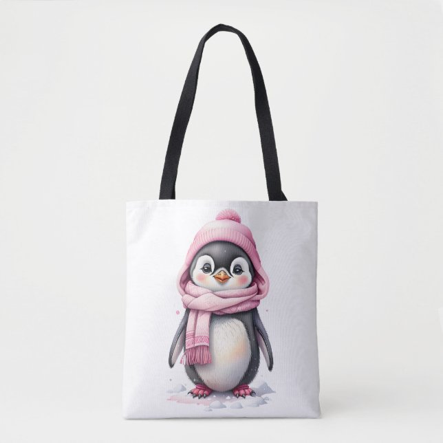 Niedlicher Pinguin in Pink Hat und Scarf 3a Weihna (Vorderseite)