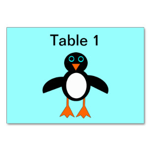 Niedlicher Pinguin individuell anpassbarer Tableca Tischnummer