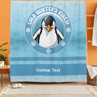 Niedlicher Pinguin, kalter Winterbrunnen Duschvorhang