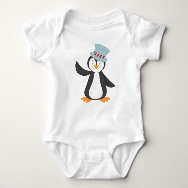 Niedlicher Pinguin, kleiner Pinguin, Pinguin mit H Baby Strampler (Vorderseite)