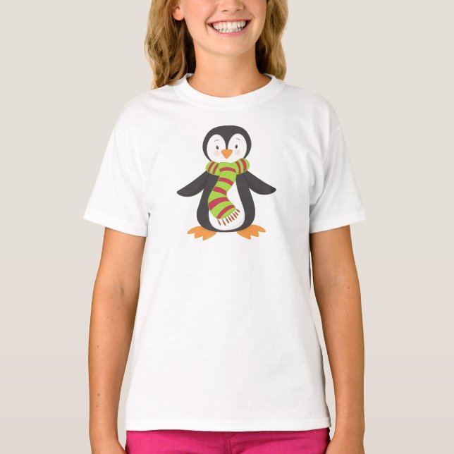 Niedlicher Pinguin, kleiner Pinguin, Pinguin mit K T-Shirt (Vorderseite)