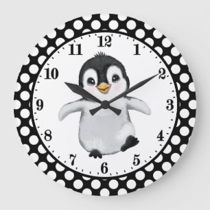 niedlicher Pinguin-Liebling Tier Große Uhr