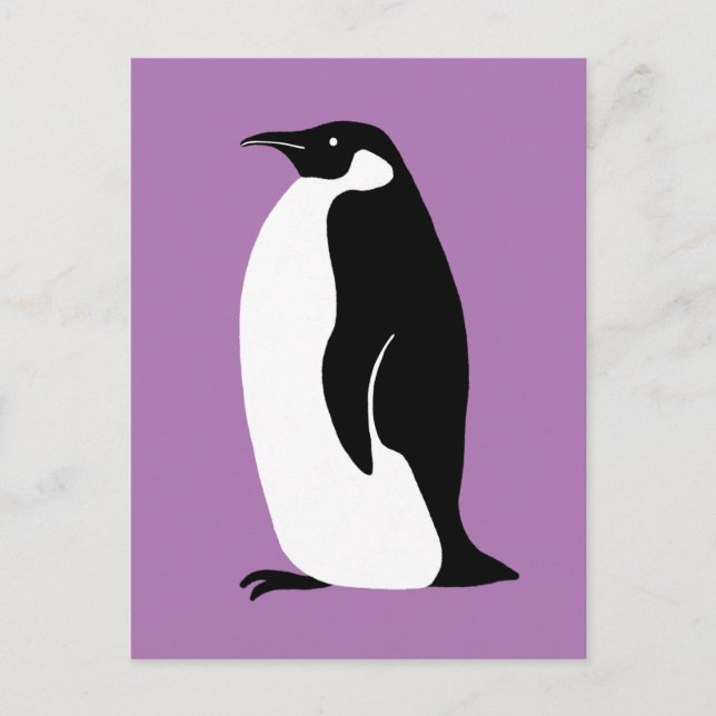 Niedlicher Pinguin Lila Schwarz-weiß Postkarte (Vorderseite)