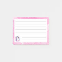 Niedlicher Pinguin Lined Pink Sticky Notes - 4"x3"